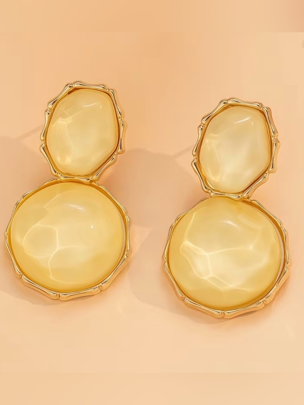 NEW! Trendy Gold-Tone Yellow Double Drop Earrings. Elegant Earrings 🍋 B0-15